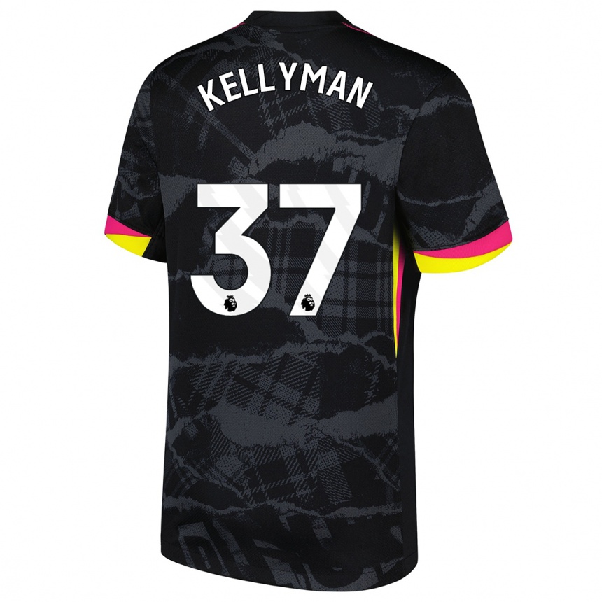 Niño Fútbol Camiseta Omari Kellyman #37 Negro Rosa Equipación Tercera 2024/25 Argentina