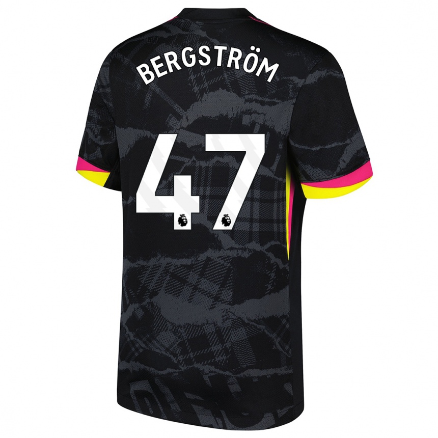 Niño Fútbol Camiseta Lucas Bergström #47 Negro Rosa Equipación Tercera 2024/25 Argentina