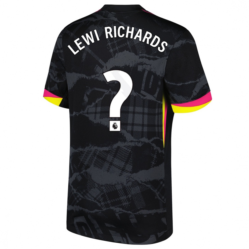 Niño Fútbol Camiseta Lewi Richards #0 Negro Rosa Equipación Tercera 2024/25 Argentina