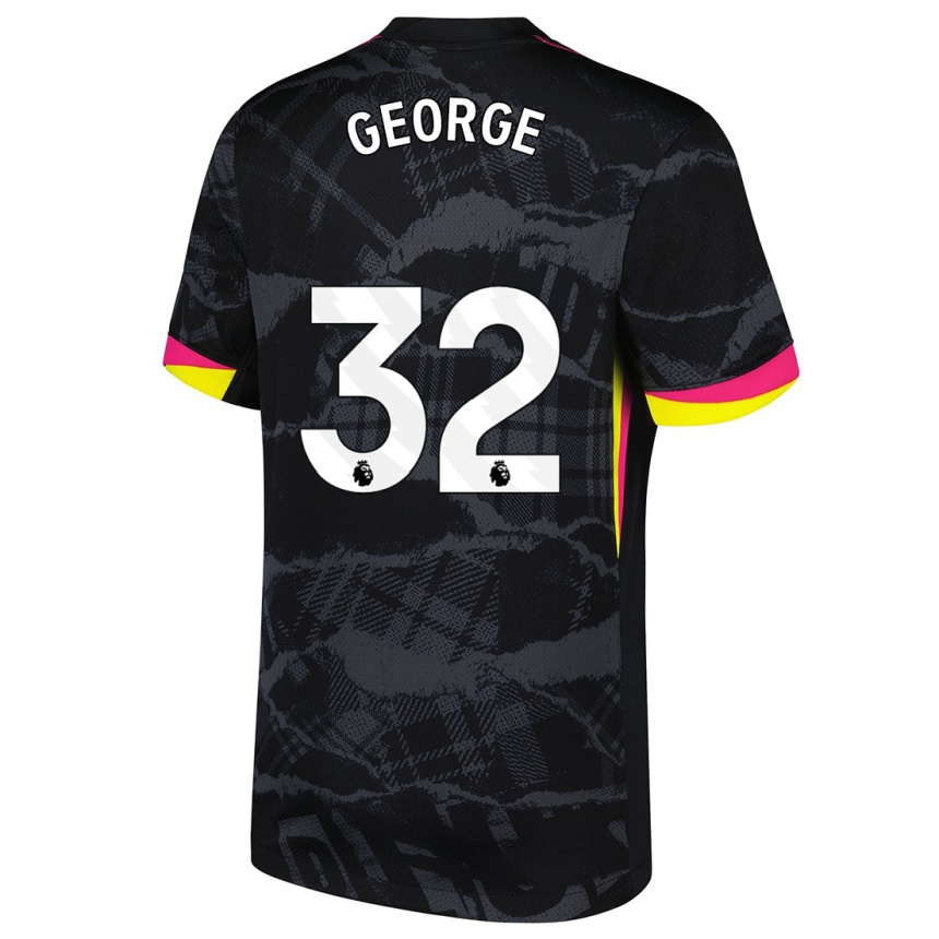 Niño Fútbol Camiseta Tyrique George #32 Negro Rosa Equipación Tercera 2024/25 Argentina