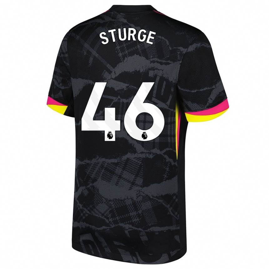 Niño Fútbol Camiseta Zak Sturge #46 Negro Rosa Equipación Tercera 2024/25 Argentina