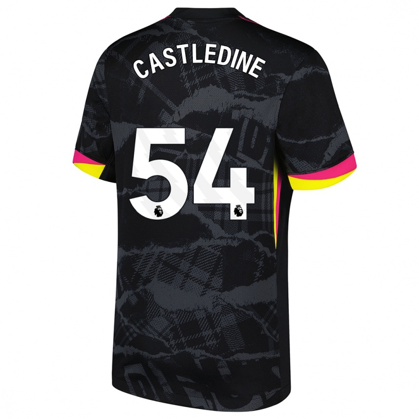 Niño Fútbol Camiseta Leo Castledine #54 Negro Rosa Equipación Tercera 2024/25 Argentina