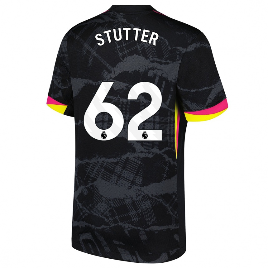 Niño Fútbol Camiseta Ronnie Stutter #62 Negro Rosa Equipación Tercera 2024/25 Argentina