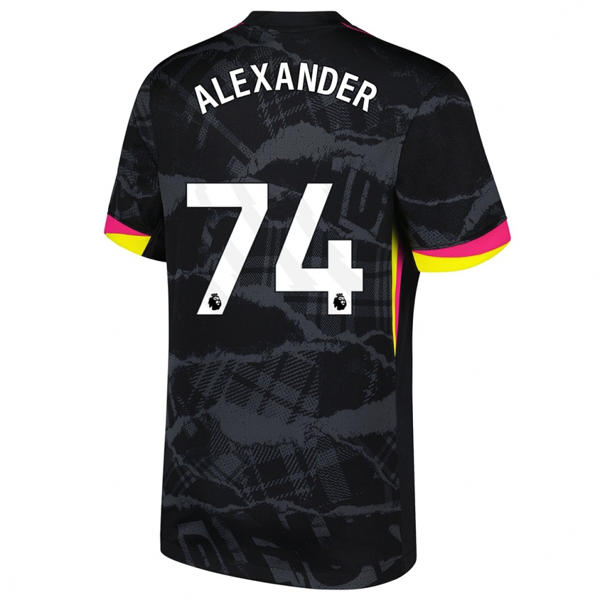 Niño Fútbol Camiseta Reiss-Alexander Russell-Denny #74 Negro Rosa Equipación Tercera 2024/25 Argentina