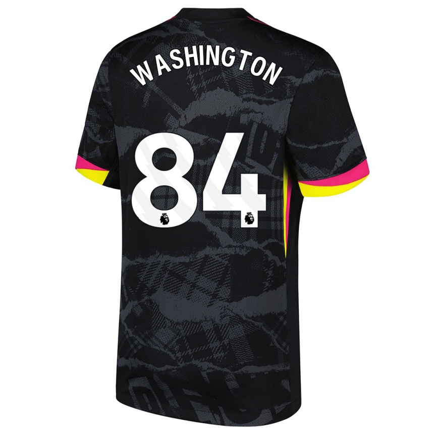 Niño Fútbol Camiseta Marcell Washington #84 Negro Rosa Equipación Tercera 2024/25 Argentina