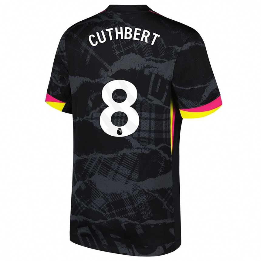 Niño Fútbol Camiseta Erin Cuthbert #8 Negro Rosa Equipación Tercera 2024/25 Argentina