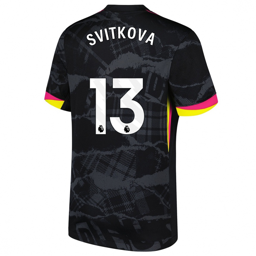 Niño Fútbol Camiseta Kateřina Svitková #13 Negro Rosa Equipación Tercera 2024/25 Argentina