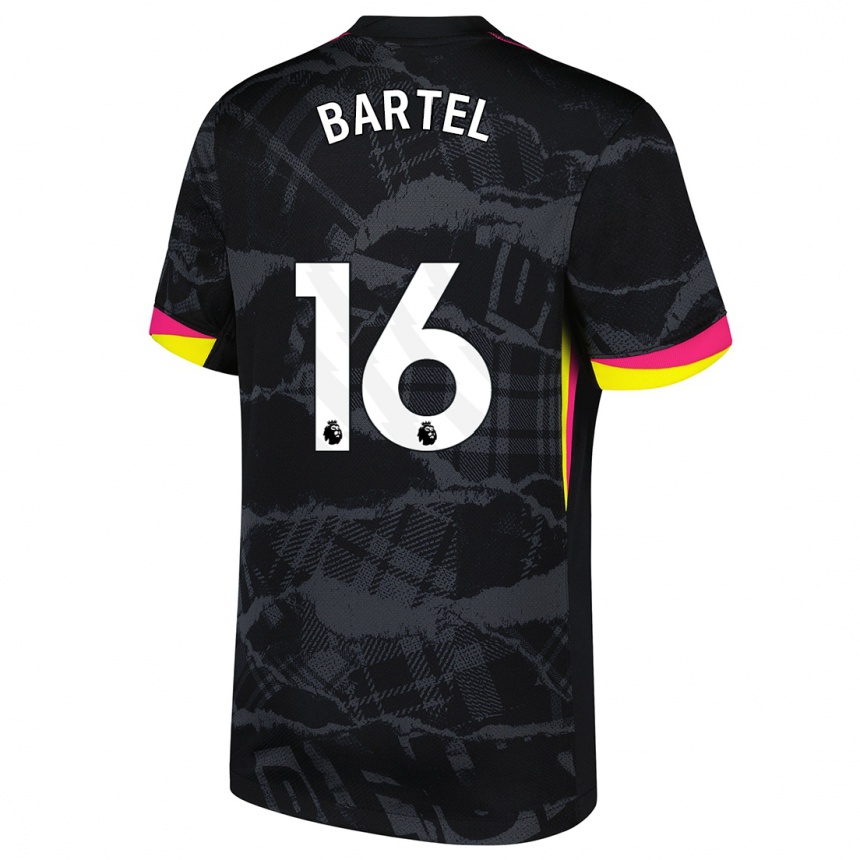 Niño Fútbol Camiseta Júlia Bartel #16 Negro Rosa Equipación Tercera 2024/25 Argentina