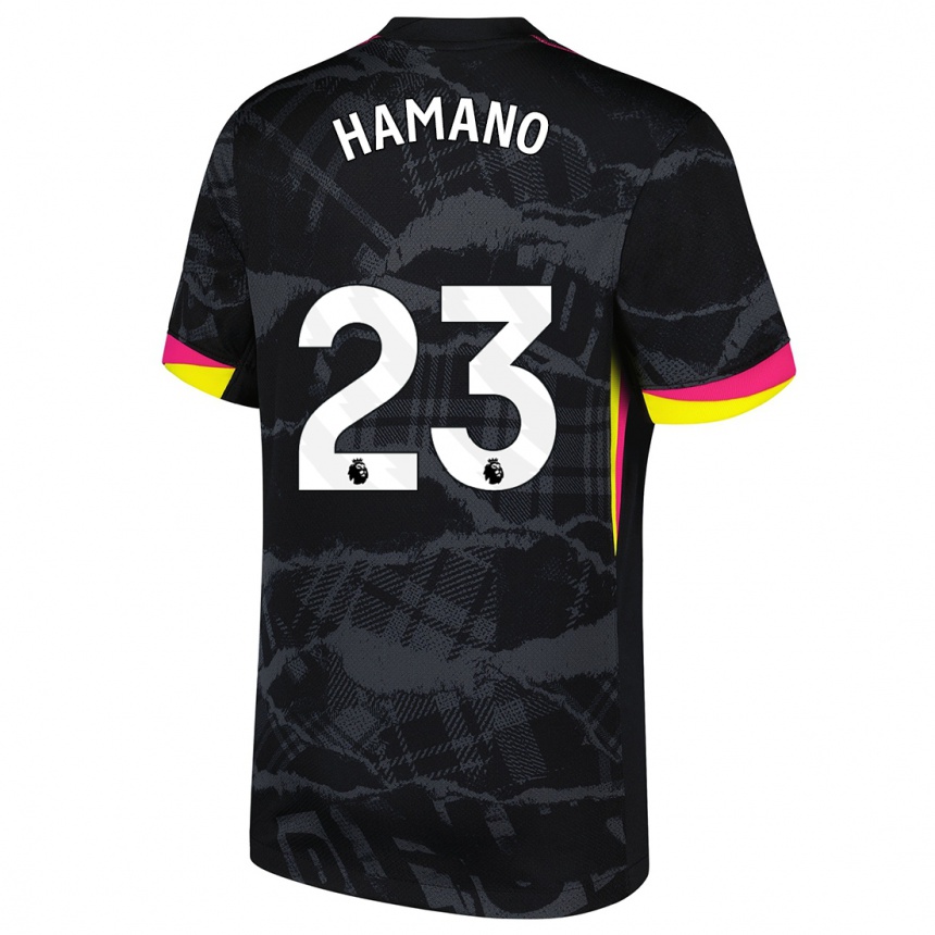 Niño Fútbol Camiseta Maika Hamano #23 Negro Rosa Equipación Tercera 2024/25 Argentina