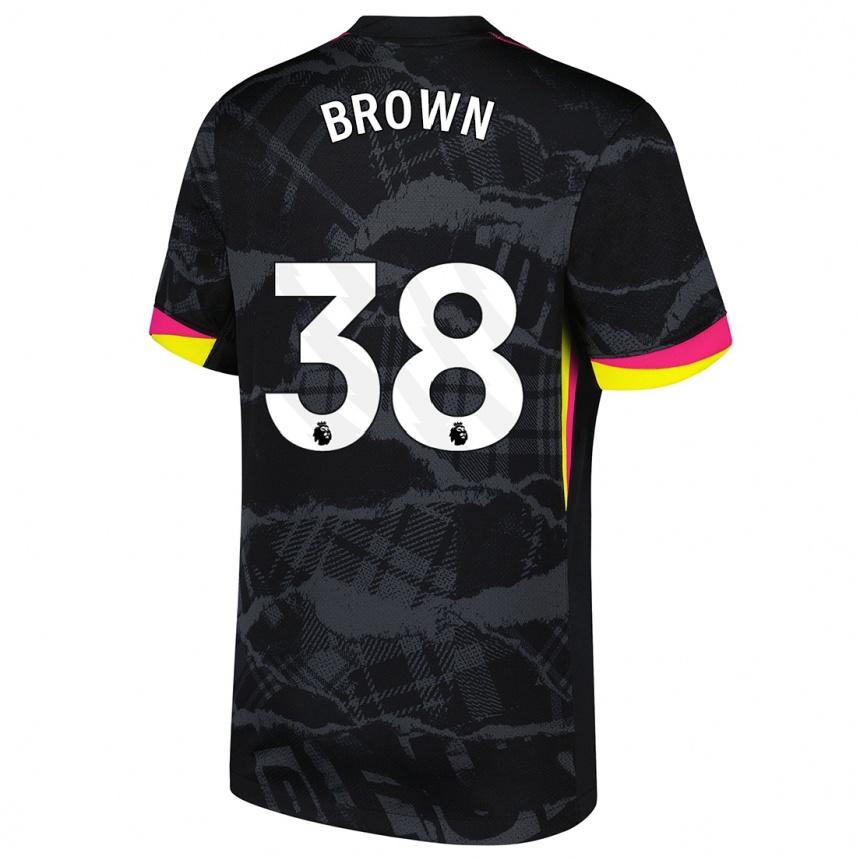 Niño Fútbol Camiseta Cerys Brown #38 Negro Rosa Equipación Tercera 2024/25 Argentina