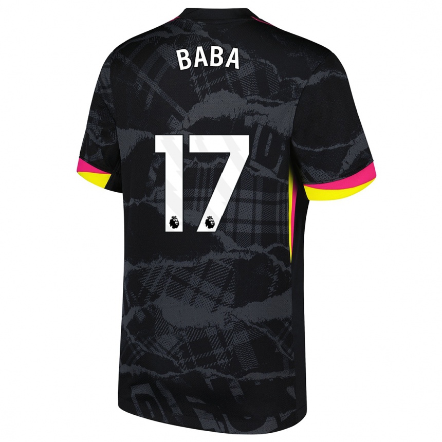 Niño Fútbol Camiseta Abdul-Rahman Baba #17 Negro Rosa Equipación Tercera 2024/25 Argentina