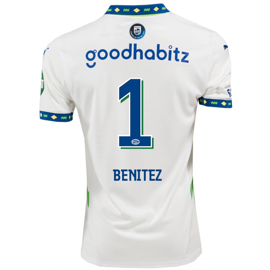 Niño Fútbol Camiseta Walter Benítez #1 Blanco Azul Oscuro Equipación Tercera 2024/25 Argentina