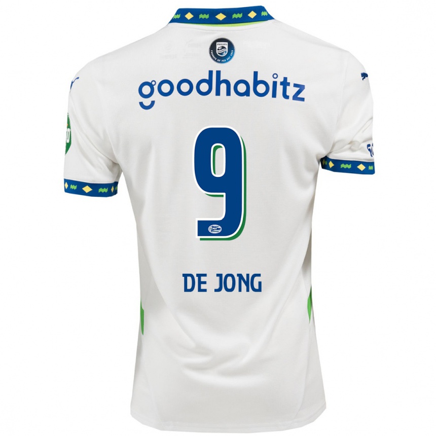 Niño Fútbol Camiseta Luuk De Jong #9 Blanco Azul Oscuro Equipación Tercera 2024/25 Argentina