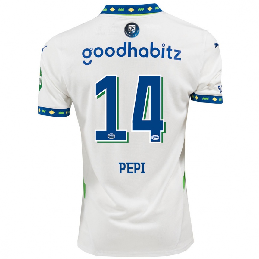 Niño Fútbol Camiseta Ricardo Pepi #14 Blanco Azul Oscuro Equipación Tercera 2024/25 Argentina