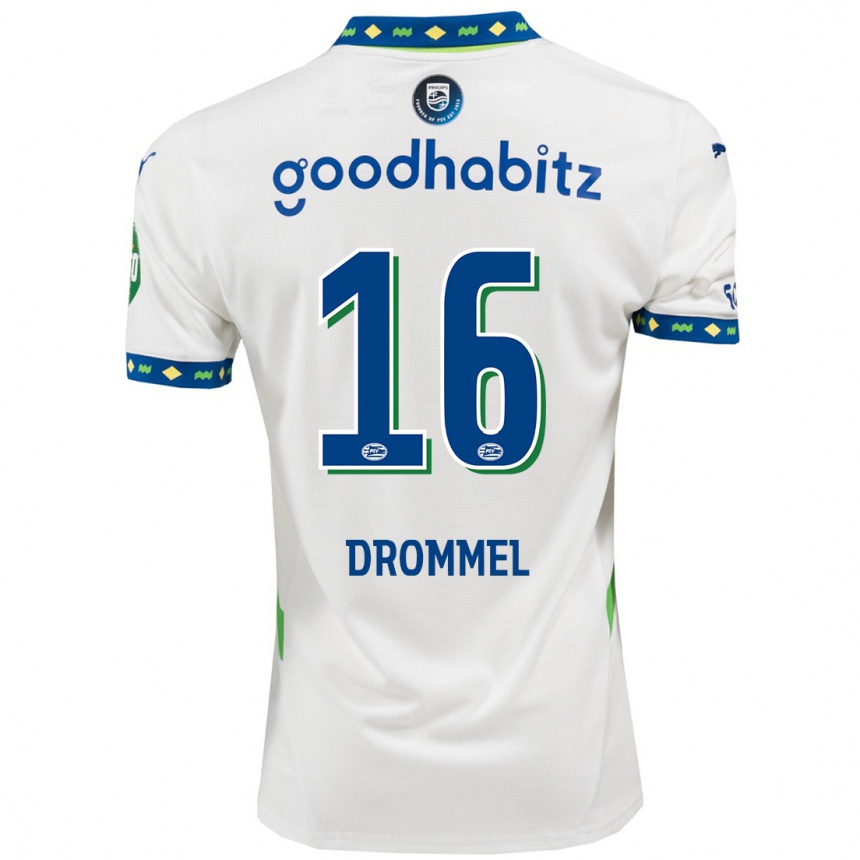 Niño Fútbol Camiseta Joël Drommel #16 Blanco Azul Oscuro Equipación Tercera 2024/25 Argentina