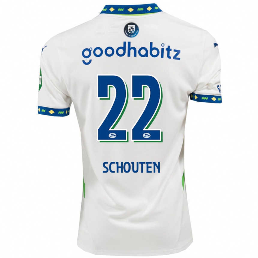 Niño Fútbol Camiseta Jerdy Schouten #22 Blanco Azul Oscuro Equipación Tercera 2024/25 Argentina