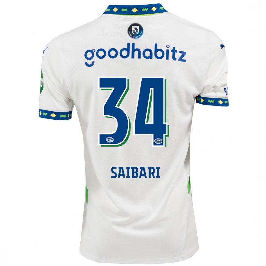 Niño Fútbol Camiseta Ismael Saibari #34 Blanco Azul Oscuro Equipación Tercera 2024/25 Argentina