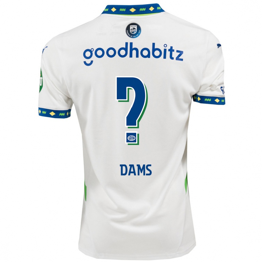 Niño Fútbol Camiseta Matteo Dams #0 Blanco Azul Oscuro Equipación Tercera 2024/25 Argentina