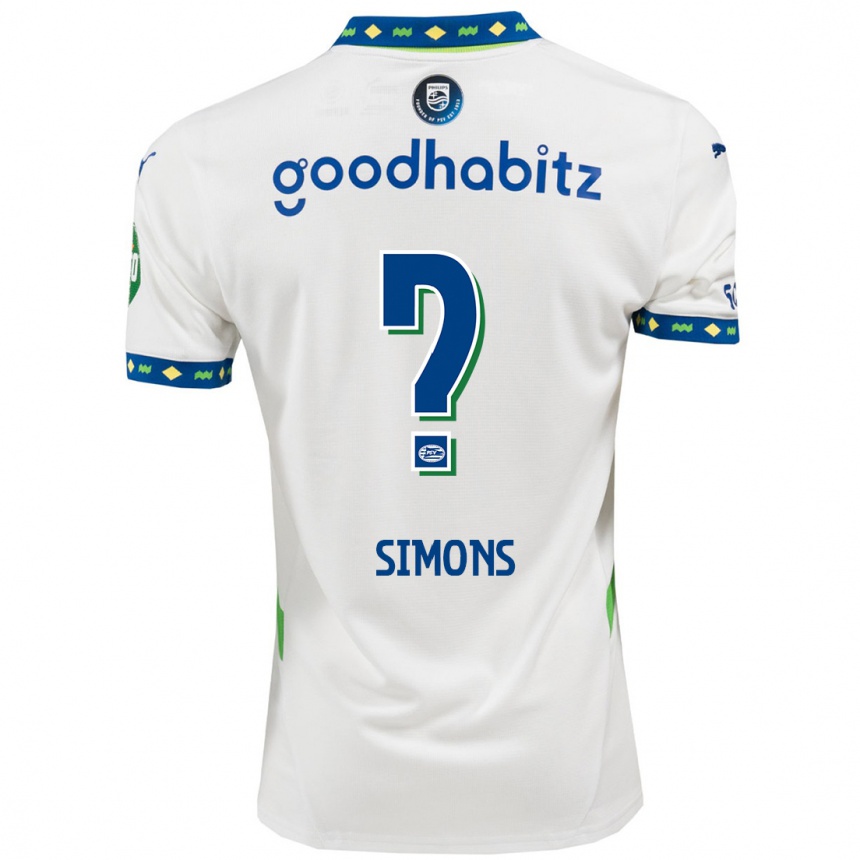 Niño Fútbol Camiseta Jevon Simons #0 Blanco Azul Oscuro Equipación Tercera 2024/25 Argentina