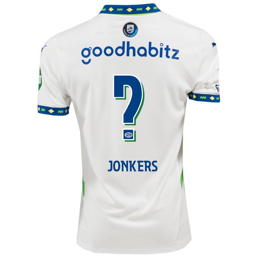 Niño Fútbol Camiseta Brent Jonkers #0 Blanco Azul Oscuro Equipación Tercera 2024/25 Argentina