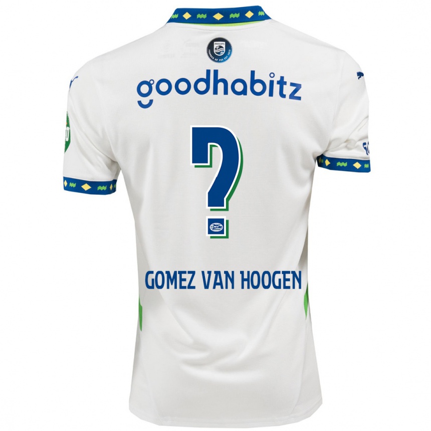 Niño Fútbol Camiseta Samuel Gomez Van Hoogen #0 Blanco Azul Oscuro Equipación Tercera 2024/25 Argentina