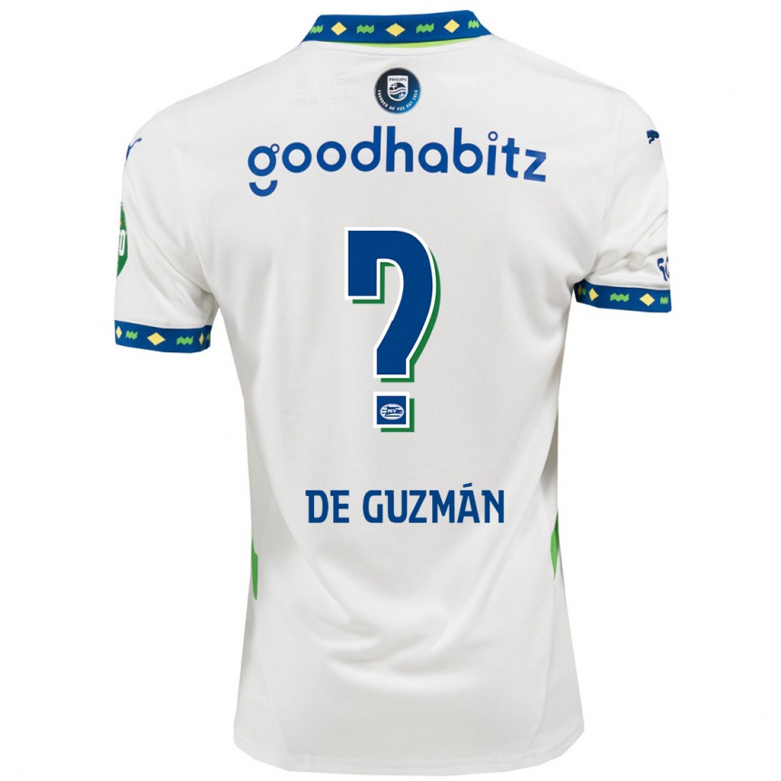 Niño Fútbol Camiseta Jaden De Guzmán #0 Blanco Azul Oscuro Equipación Tercera 2024/25 Argentina