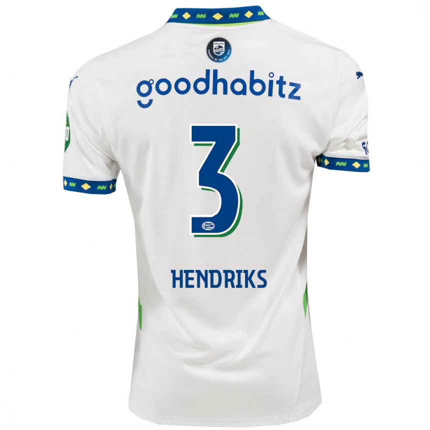 Niño Fútbol Camiseta Gwyneth Hendriks #3 Blanco Azul Oscuro Equipación Tercera 2024/25 Argentina