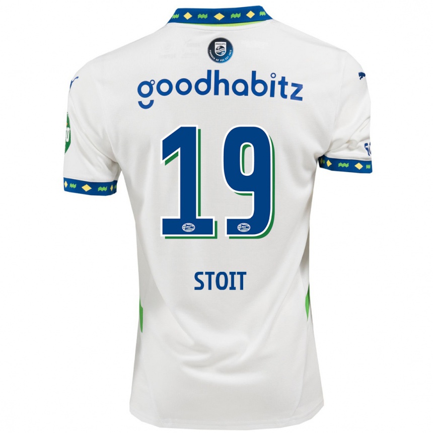 Niño Fútbol Camiseta Fleur Stoit #19 Blanco Azul Oscuro Equipación Tercera 2024/25 Argentina