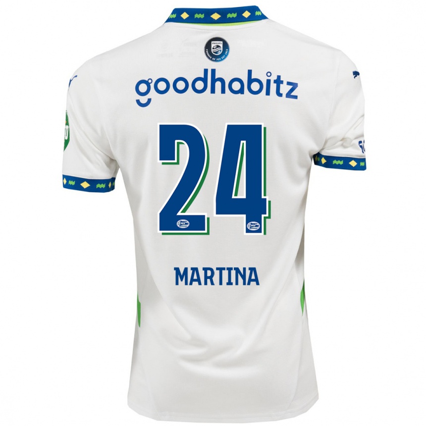 Niño Fútbol Camiseta Shijona Martina #24 Blanco Azul Oscuro Equipación Tercera 2024/25 Argentina