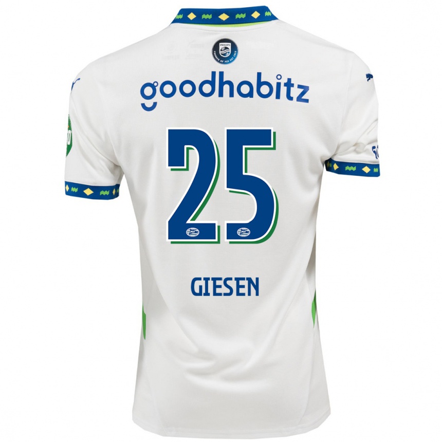 Niño Fútbol Camiseta Suzanne Giesen #25 Blanco Azul Oscuro Equipación Tercera 2024/25 Argentina