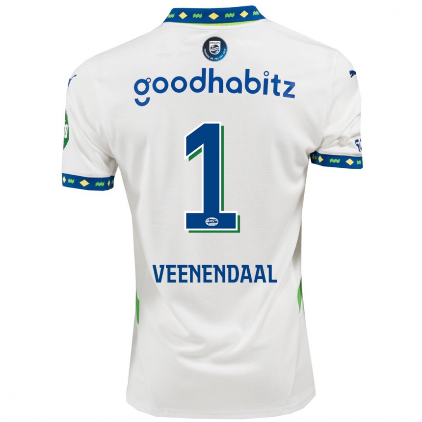 Niño Fútbol Camiseta Sari Van Veenendaal #1 Blanco Azul Oscuro Equipación Tercera 2024/25 Argentina