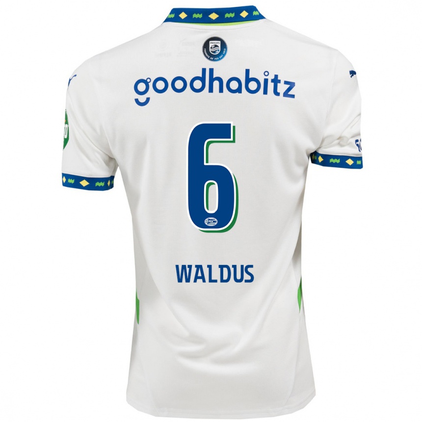 Niño Fútbol Camiseta Maruschka Waldus #6 Blanco Azul Oscuro Equipación Tercera 2024/25 Argentina