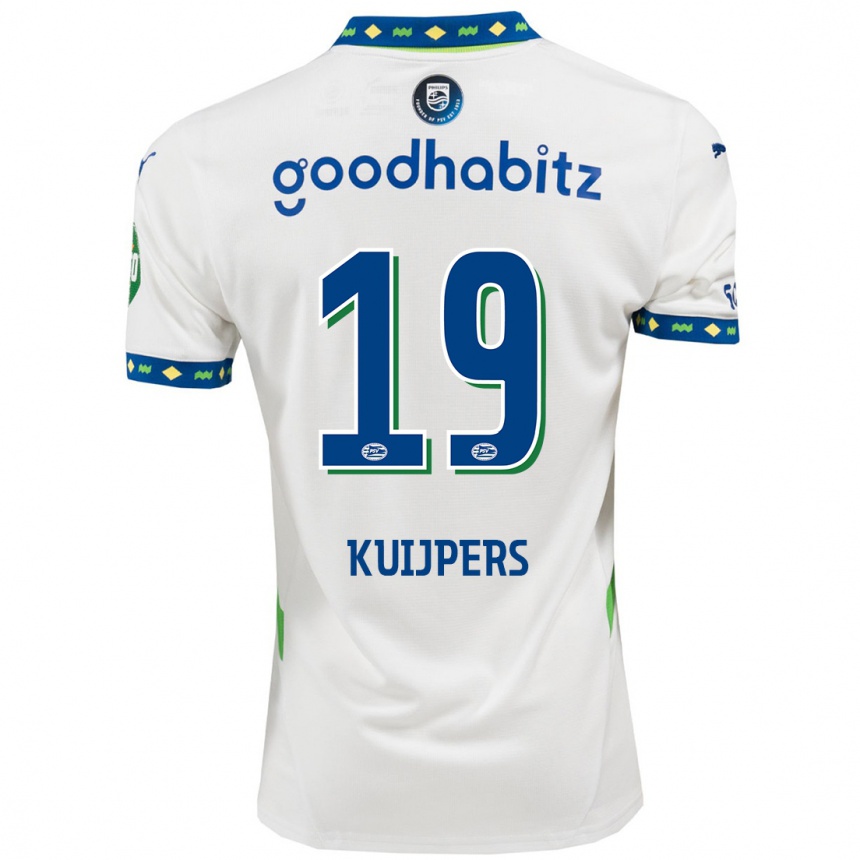 Niño Fútbol Camiseta Jeslynn Kuijpers #19 Blanco Azul Oscuro Equipación Tercera 2024/25 Argentina