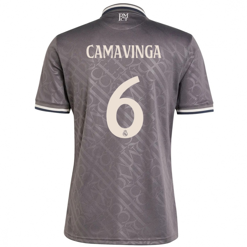 Niño Fútbol Camiseta Eduardo Camavinga #6 Carbón Equipación Tercera 2024/25 Argentina