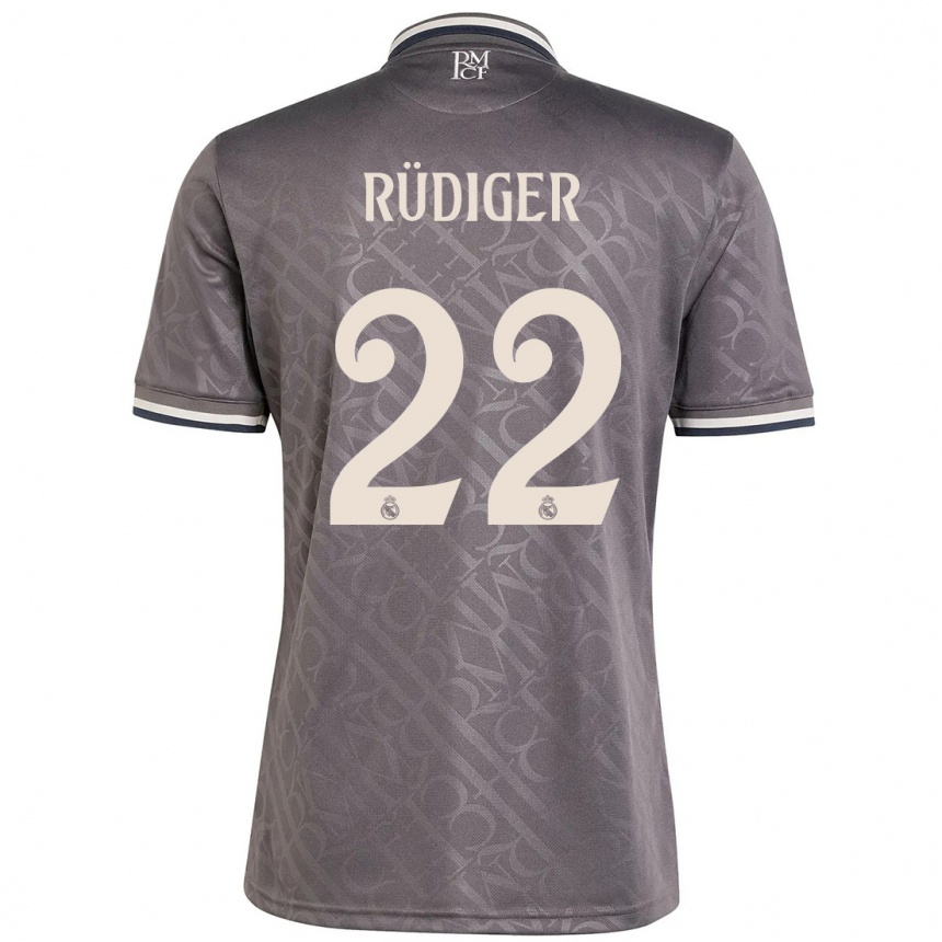 Niño Fútbol Camiseta Antonio Rudiger #22 Carbón Equipación Tercera 2024/25 Argentina