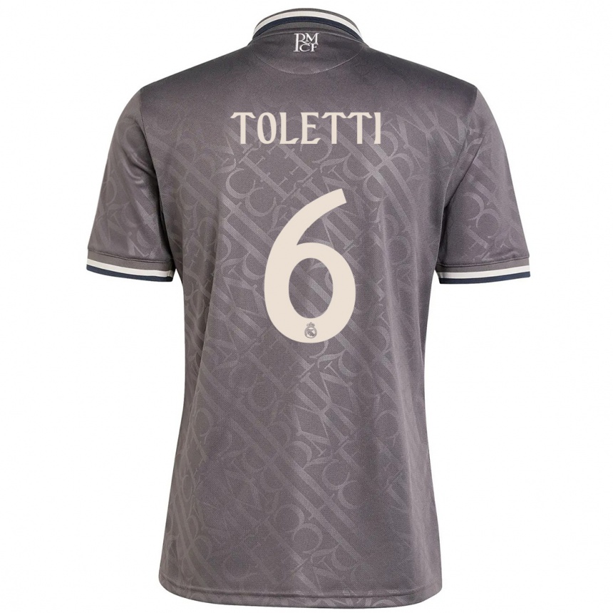 Niño Fútbol Camiseta Sandie Toletti #6 Carbón Equipación Tercera 2024/25 Argentina