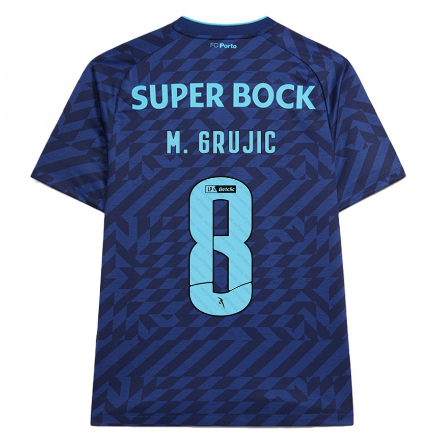 Niño Fútbol Camiseta Marko Grujic #8 Azul Marino Equipación Tercera 2024/25 Argentina