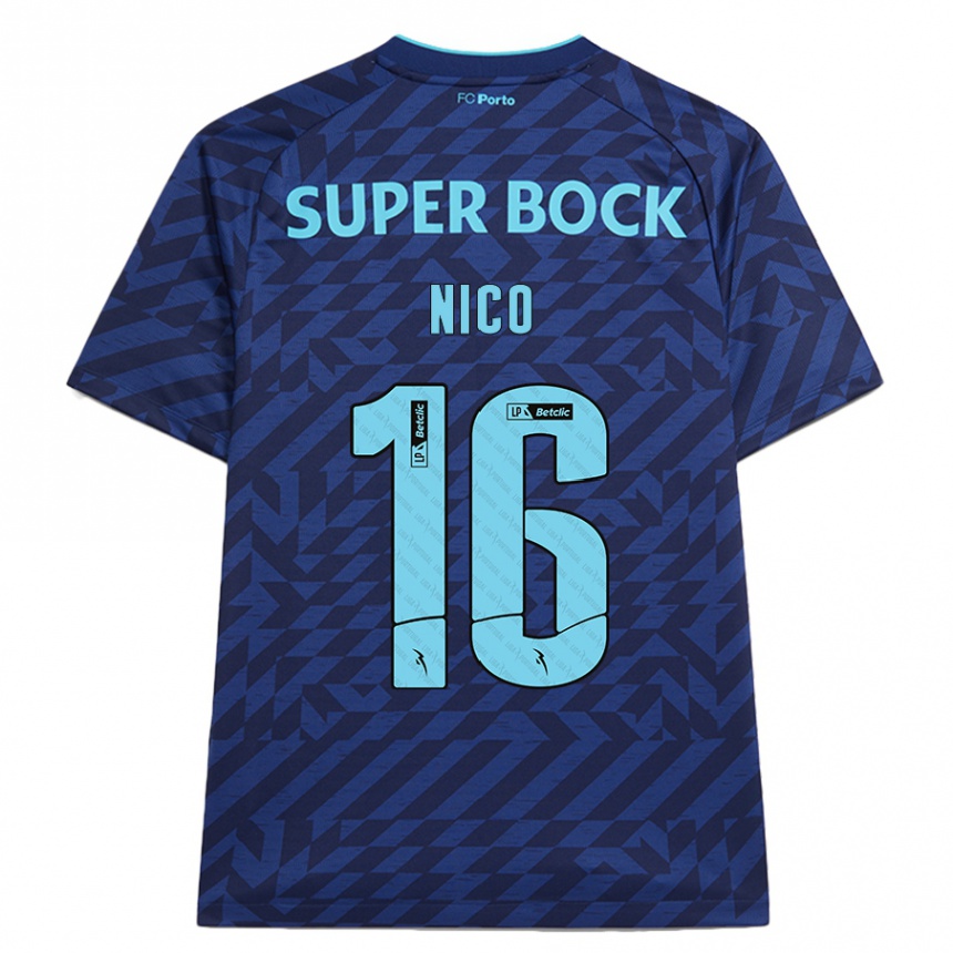 Niño Fútbol Camiseta Nico González #16 Azul Marino Equipación Tercera 2024/25 Argentina