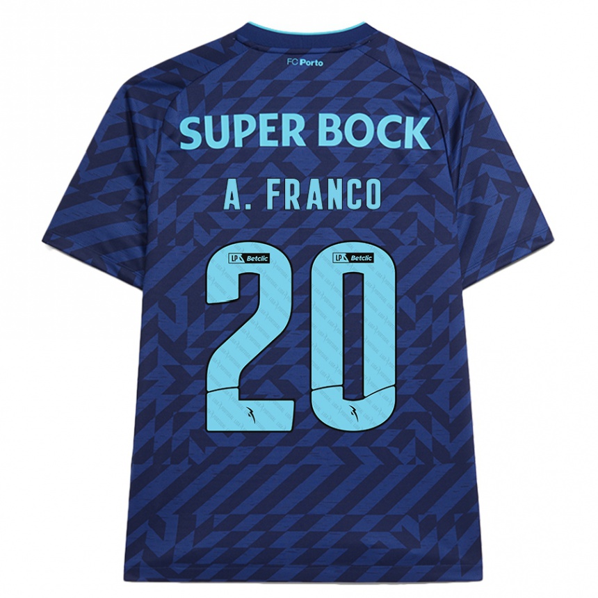 Niño Fútbol Camiseta André Franco #20 Azul Marino Equipación Tercera 2024/25 Argentina