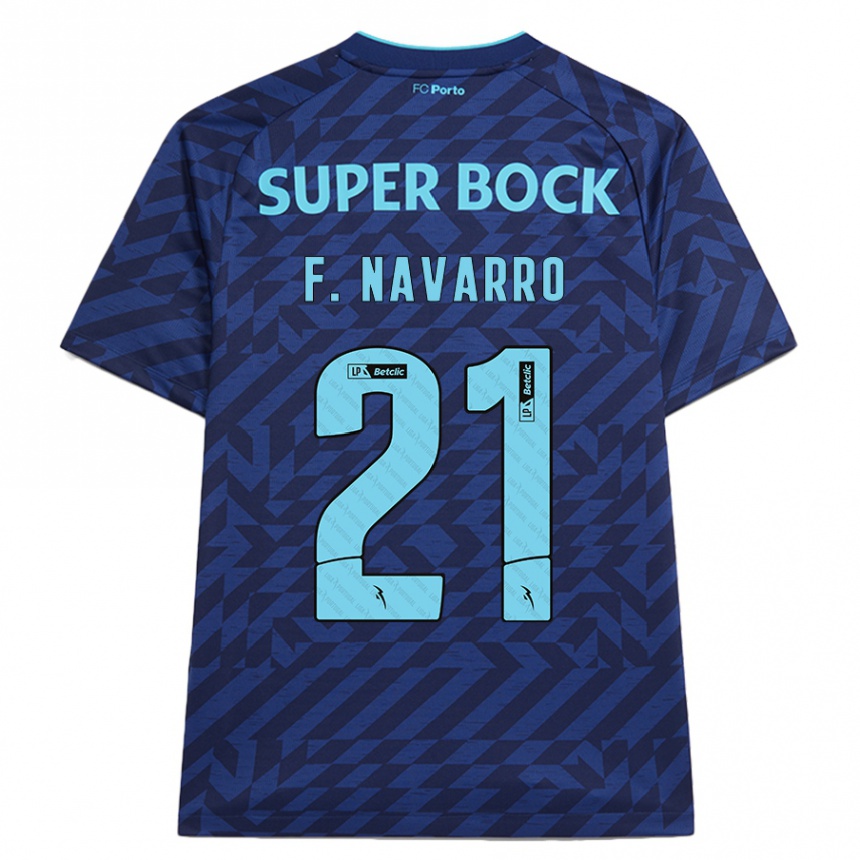 Niño Fútbol Camiseta Fran Navarro #21 Azul Marino Equipación Tercera 2024/25 Argentina