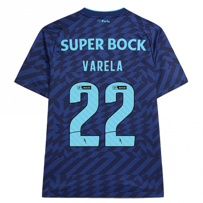 Niño Fútbol Camiseta Alan Varela #22 Azul Marino Equipación Tercera 2024/25 Argentina