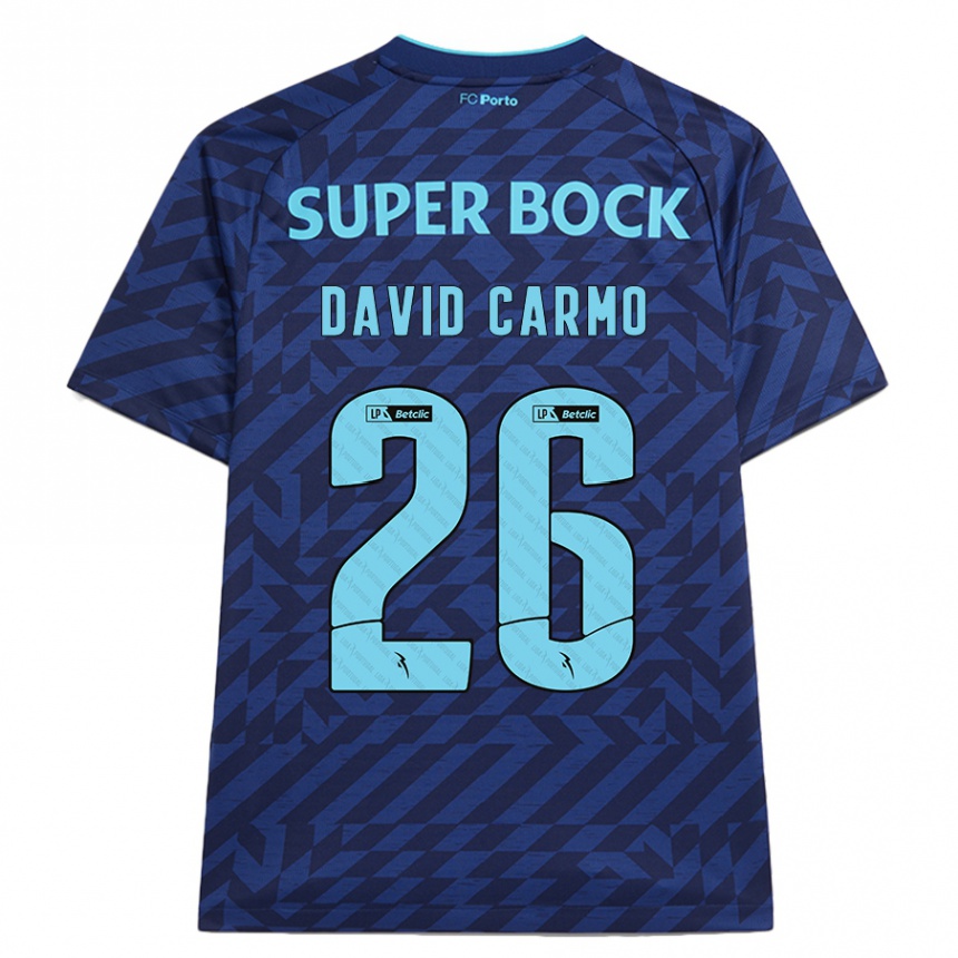 Niño Fútbol Camiseta David Carmo #26 Azul Marino Equipación Tercera 2024/25 Argentina