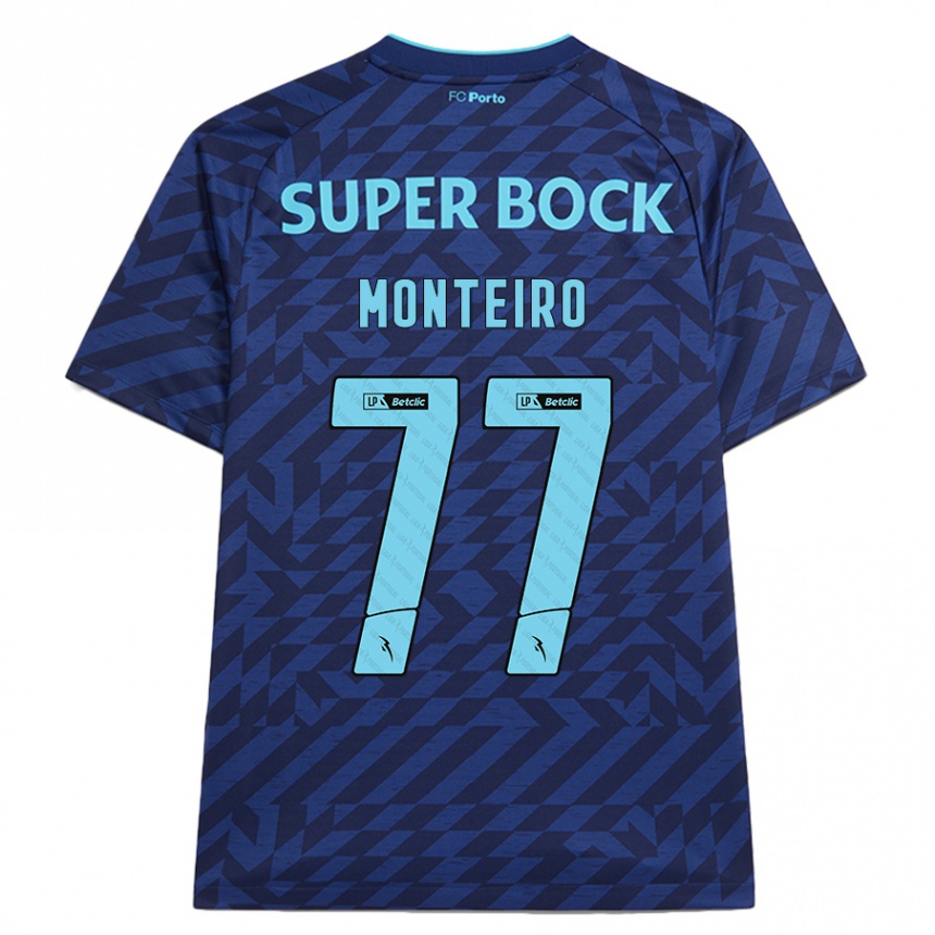 Niño Fútbol Camiseta Rui Monteiro #77 Azul Marino Equipación Tercera 2024/25 Argentina