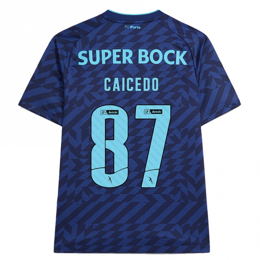 Niño Fútbol Camiseta Brayan Caicedo #87 Azul Marino Equipación Tercera 2024/25 Argentina