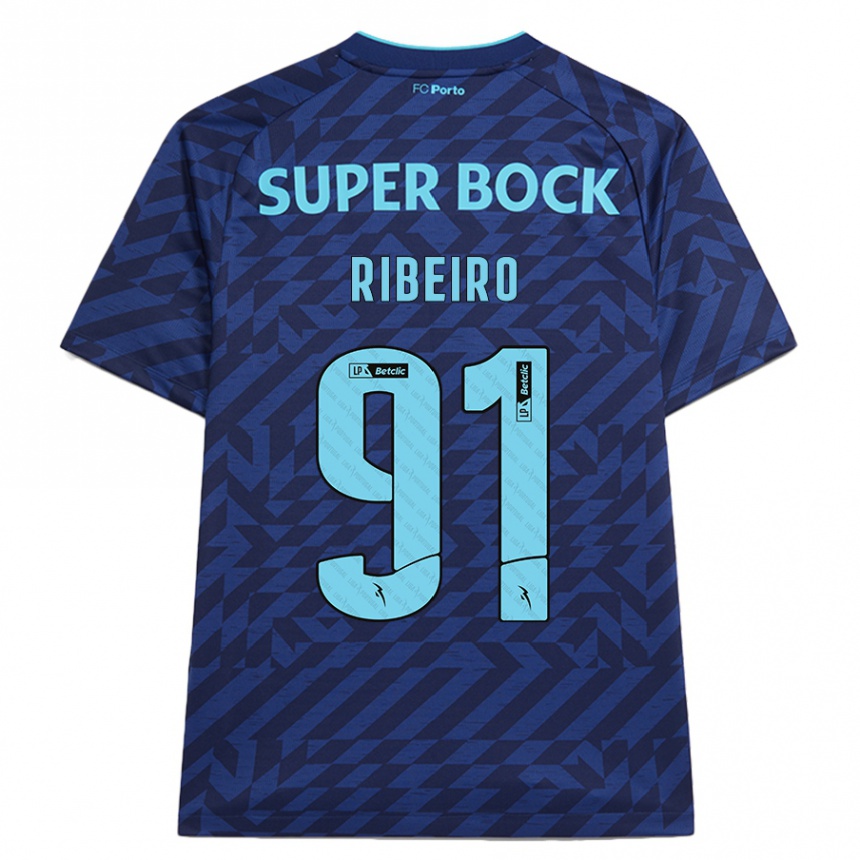 Niño Fútbol Camiseta Gonçalo Ribeiro #91 Azul Marino Equipación Tercera 2024/25 Argentina