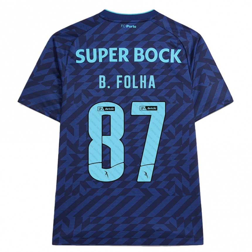 Niño Fútbol Camiseta Bernardo Folha #87 Azul Marino Equipación Tercera 2024/25 Argentina