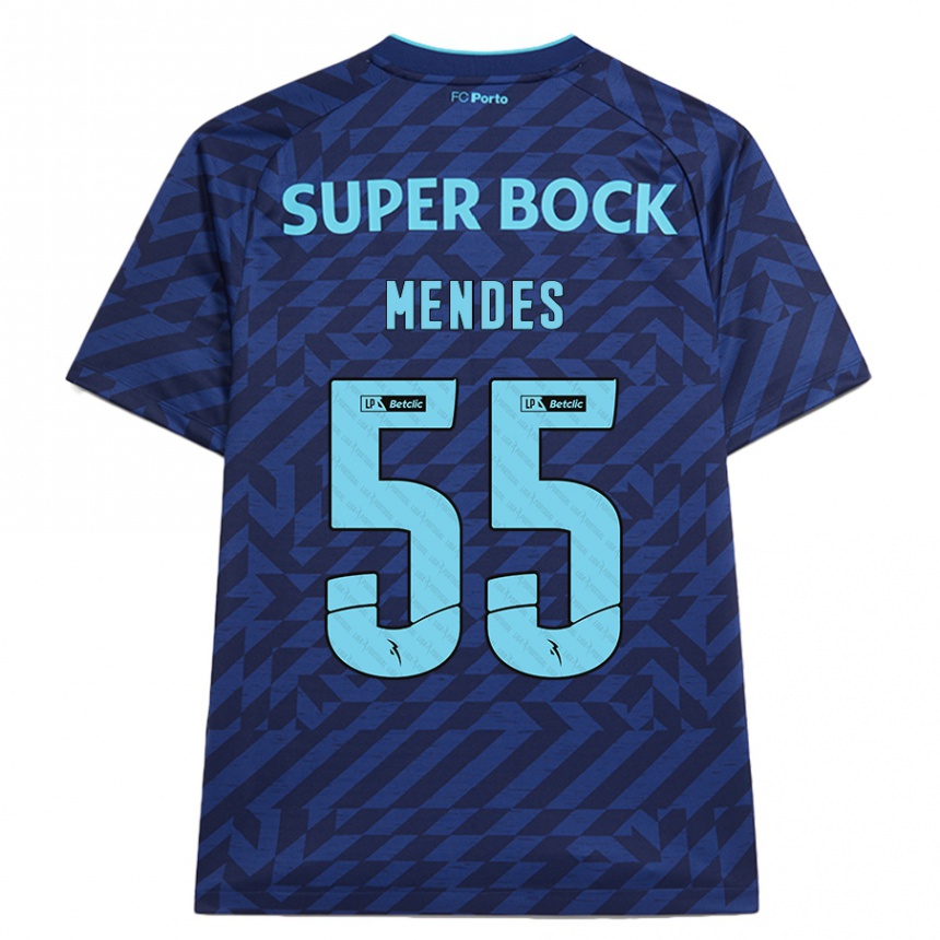 Niño Fútbol Camiseta João Mendes #55 Azul Marino Equipación Tercera 2024/25 Argentina