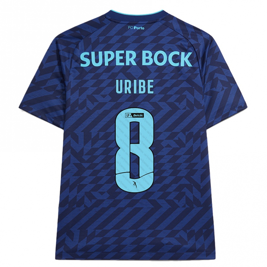 Niño Fútbol Camiseta Mateus Uribe #8 Azul Marino Equipación Tercera 2024/25 Argentina