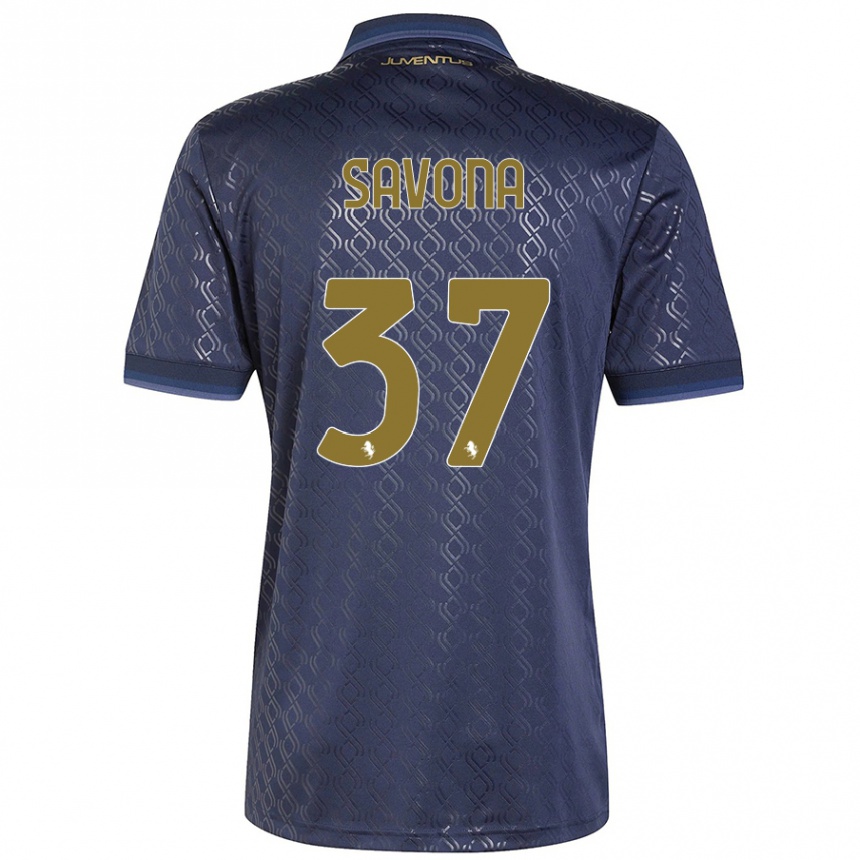 Niño Fútbol Camiseta Nicolo Savona #37 Azul Marino Equipación Tercera 2024/25 Argentina