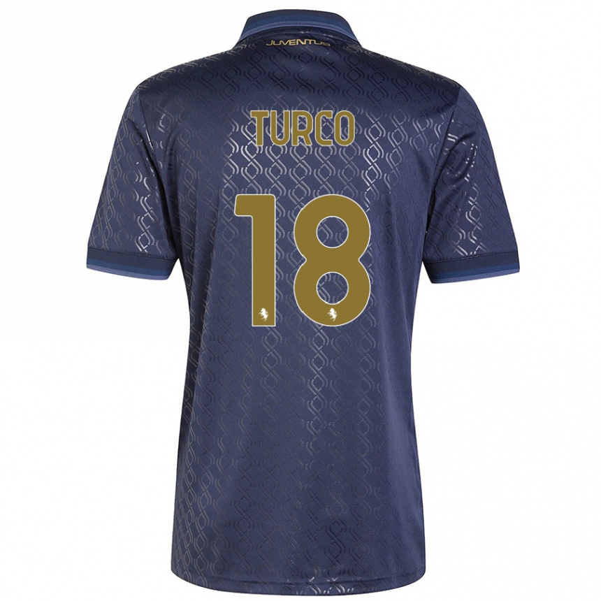 Niño Fútbol Camiseta Nicolo Turco #18 Azul Marino Equipación Tercera 2024/25 Argentina